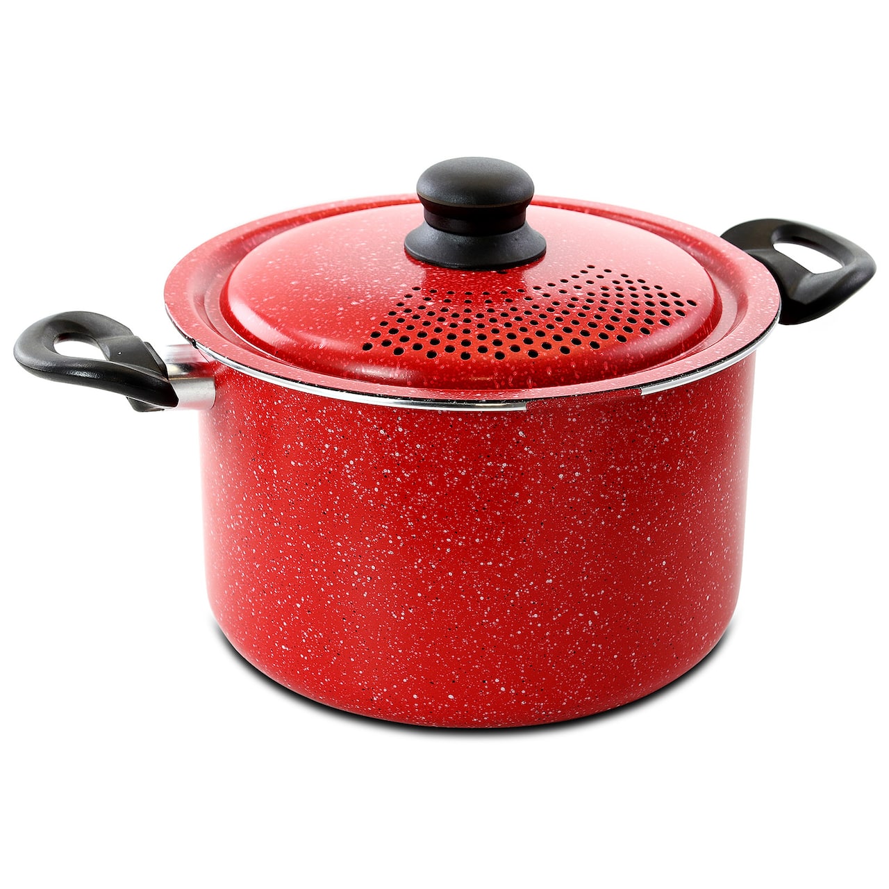 Gibson Home® Granita 6qt. Red Speckle Aluminum Pasta Pot with Strainer Lid